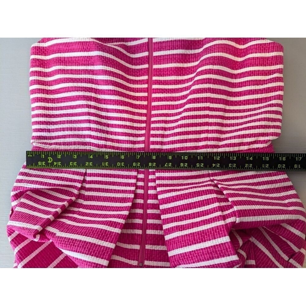 Taylor Dress Womens Size 10 Fit & Flare Pleated Pink Wht Striped Coastal Cool - Picture 14 of 16
